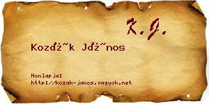 Kozák János névjegykártya