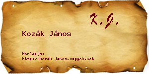 Kozák János névjegykártya